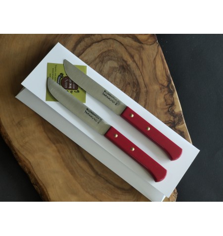 Dúo cuchillos mesa punta vuelta rojo