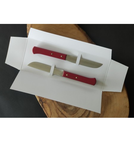 Dúo cuchillos mesa punta vuelta rojo