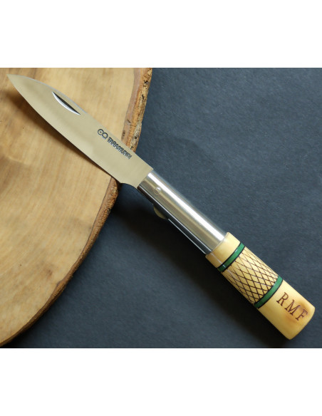 Navaja personalizada cruzadillo verde - Carlos Quintana G