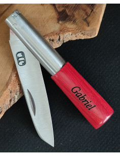 Navaja personalizada laminada roja peq. - David Legaspi JL