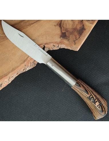 Navaja personalizada laminada marrón oscuro...