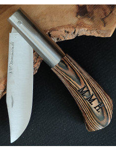 Navaja personalizada laminada marrón oscuro Francisco Vega