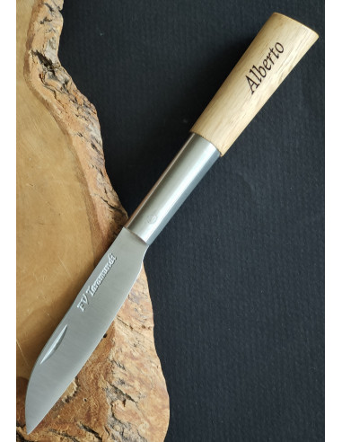 Navaja personalizada roble lisa recta -...