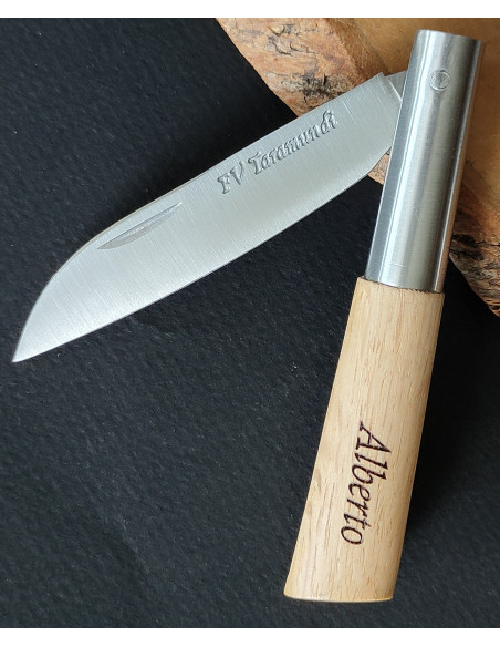 Navaja personalizada roble lisa recta - Francisco Vega