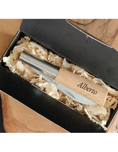 Navaja personalizada roble lisa recta -...