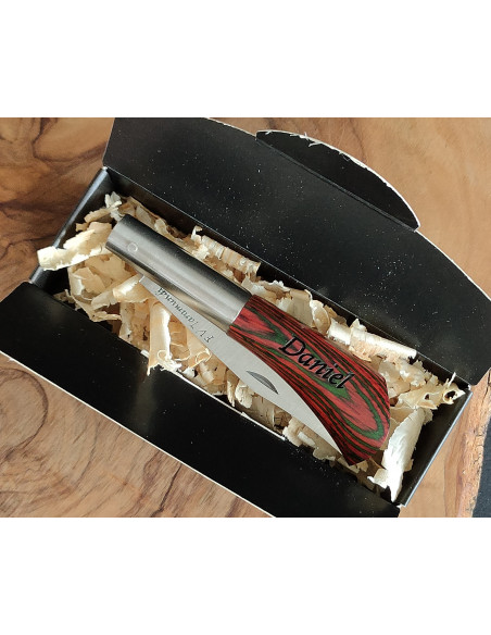 navaja personalizada laminada rojo / verde  Francisco Vega