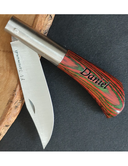 navaja personalizada laminada rojo / verde  Francisco Vega