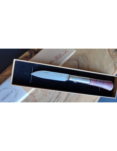Navaja personalizada amaranto texturizada cruzadillo Carlos Quintana
