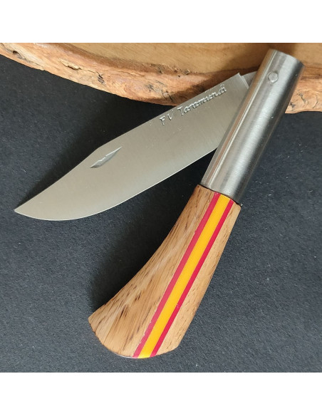 Navaja bandera España roble quem. Francisco Vega TARAMUNDI