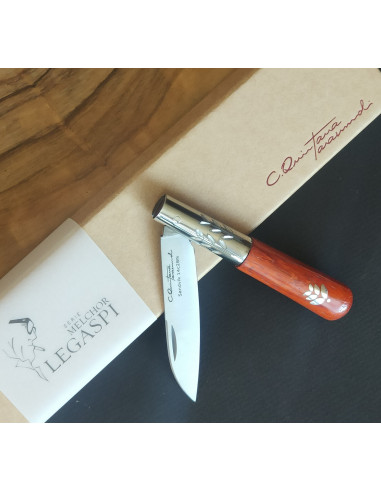 Navaja personalizada padouk hoja plata SERIE...