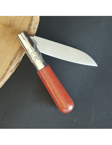 Navaja personalizada padouk hoja plata SERIE...