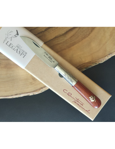 Navaja personalizada padouk hoja plata SERIE MELCHOR LEGASPI