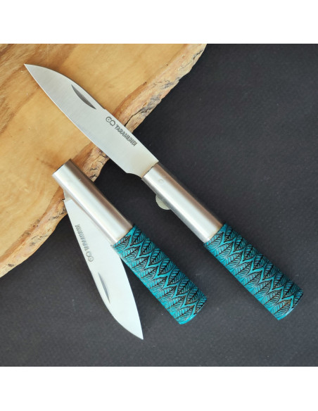 Navaja personalizada fresno azul block G - Carlos Quintana