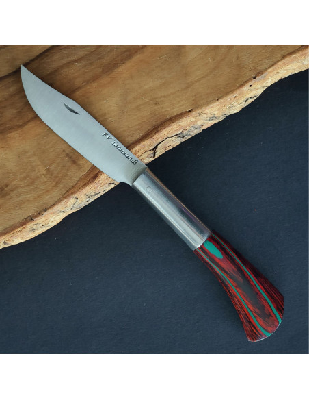 Navaja personalizada laminada rojo / turquesa Francisco Vega