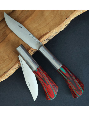 Navaja personalizada laminada rojo / turquesa Francisco Vega
