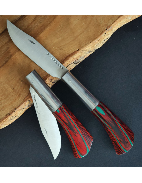 Navaja personalizada laminada rojo / turquesa Francisco Vega
