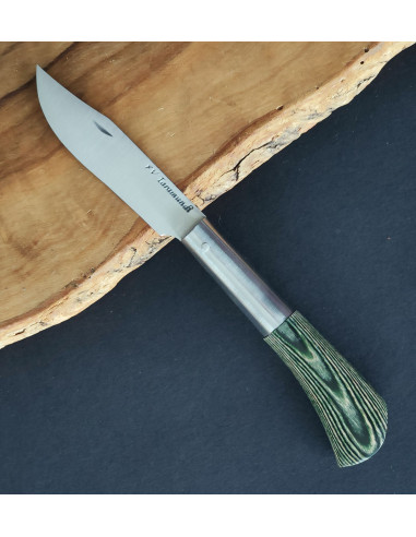 Navaja personalizada laminada verde Francisco Vega