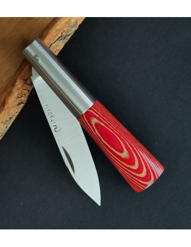 Navaja personalizada laminada bicolor rojo Carlos Mon