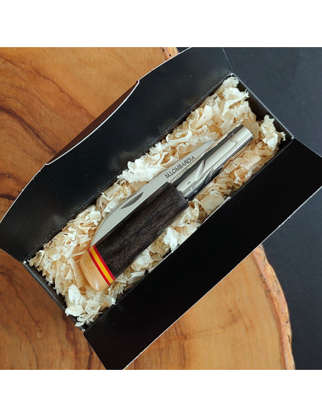 Navaja personalizada ébano bandera España M.LOMBARDIA