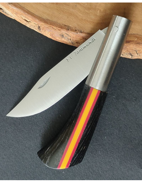 Navaja personalizada bandera España negra Francisco Vega  TARAMUNDI