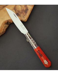 Navaja personalizada padouk hoja plata SERIE MELCHOR LEGASPI 2