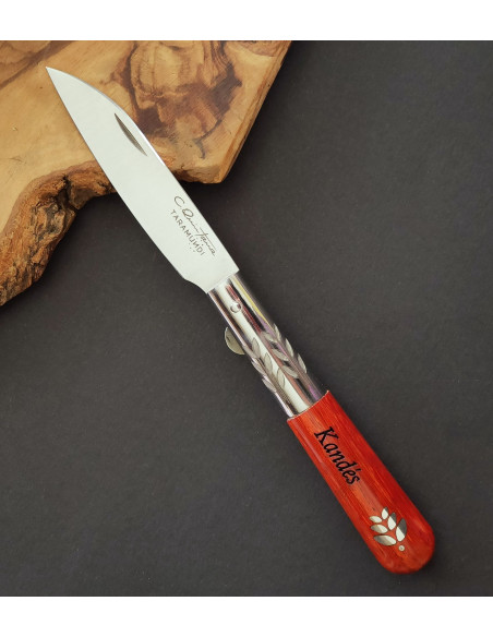 Navaja personalizada padouk hoja plata SERIE MELCHOR LEGASPI