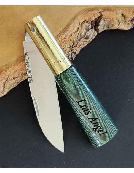 Navaja personalizada laminada verde M.LOMBARDIA