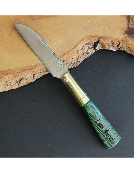 Navaja personalizada laminada verde M.LOMBARDIA