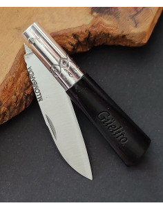 Navaja personalizada ébano / plata M.LOMBARDIA