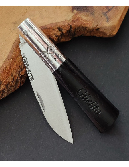 Navaja personalizada ébano / plata M.LOMBARDIA