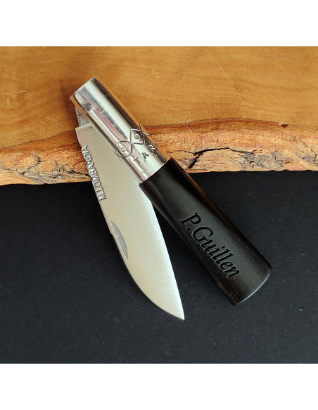 Navaja personalizada ébano / plata M.LOMBARDIA