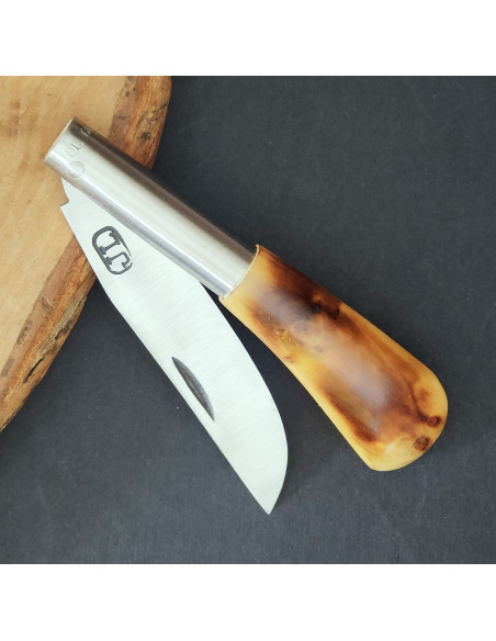 Navaja personalizada quemada - David Legaspi JL - lengua de vaca peq.