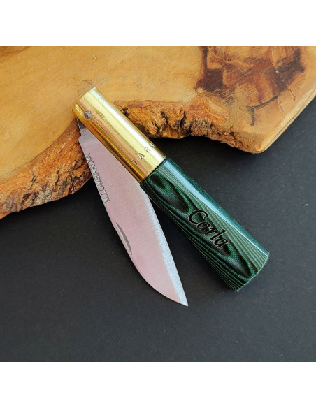Navaja personalizada laminada verde M.LOMBARDIA