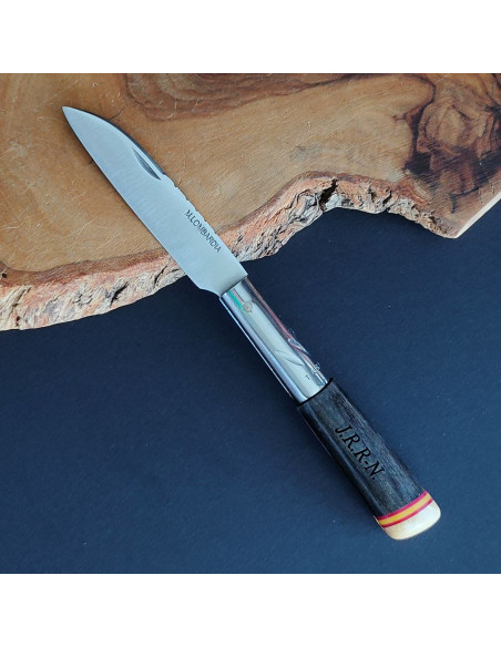 Navaja personalizada ébano bandera España M.LOMBARDIA