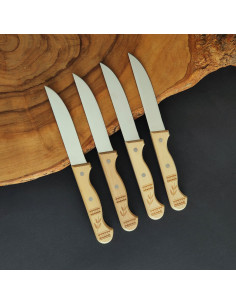 Pack 4 cuchillos de mesa decorados de punta vuelta del artesano Carlos Quintana Taramundi. 2