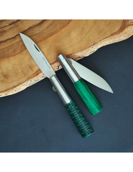 Navaja personalizada fresno verde block G - Carlos Quintana