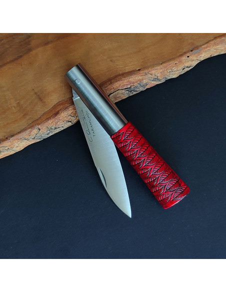 Navaja personalizada fresno rojo G - Carlos Quintana