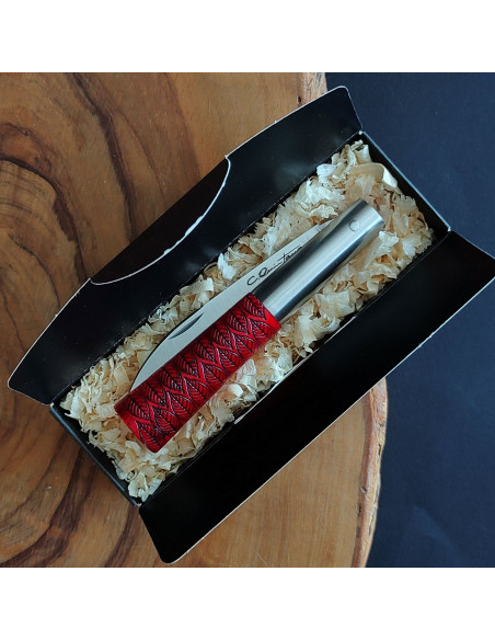 Navaja personalizada fresno rojo G - Carlos Quintana