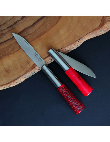 Navaja personalizada fresno rojo hojas G - Carlos Quintana