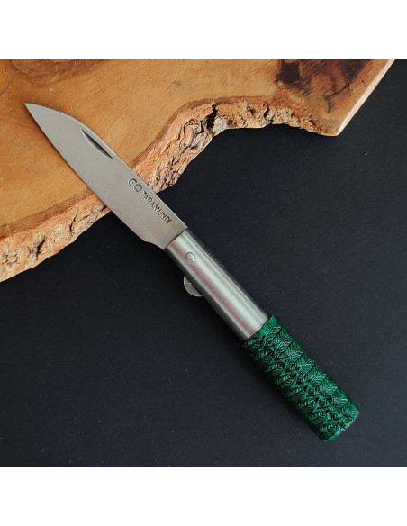 Navaja personalizada fresno verde peq block - Carlos Quintana