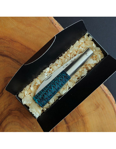 Navaja personalizada fresno azul G - Carlos...