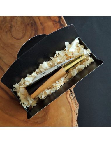 Navaja personalizada ébano bicolor recta -...