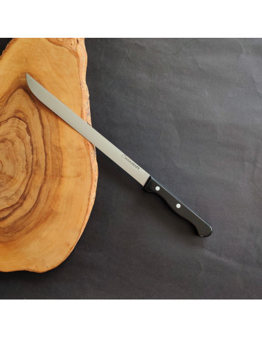 Cuchillo jamonero con empuñadura en metacrilato negro de la Cuchillería de Taramundi