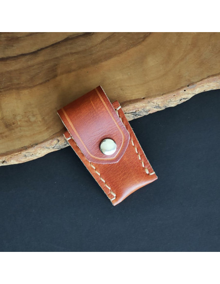 Funda de cuero con cierre de broque para navaja de 6cm de hoja